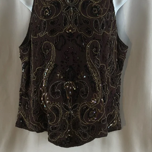 Papell Boutique Evening Silk beaded Vintage Tank top L - Picture 13 of 16